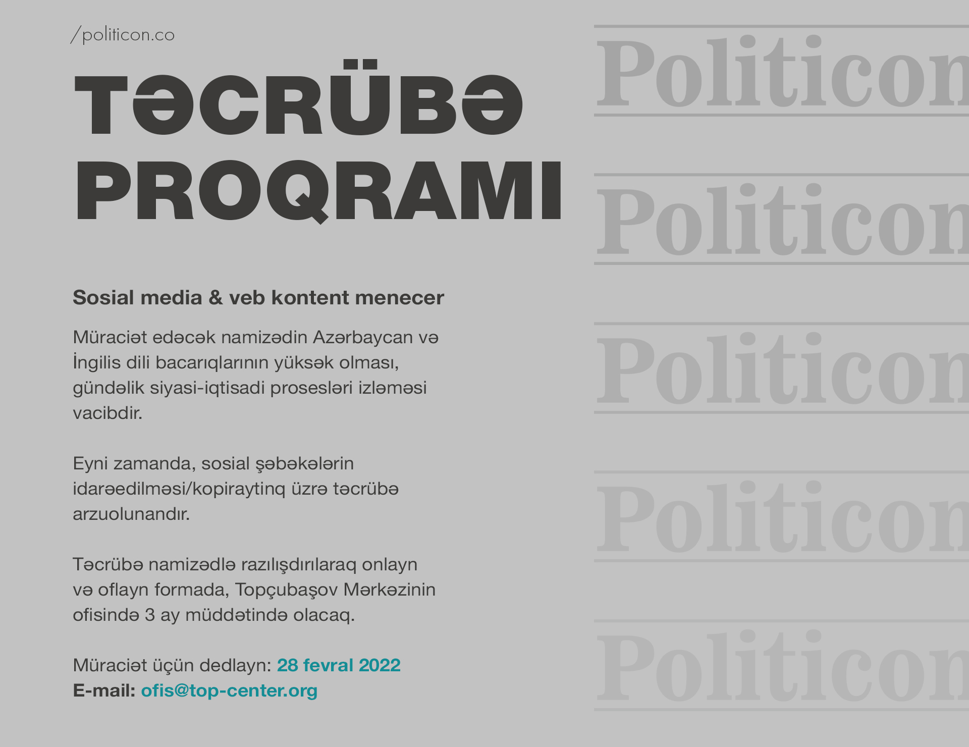 Təcrübə proqramına qeydiyyat başladı!